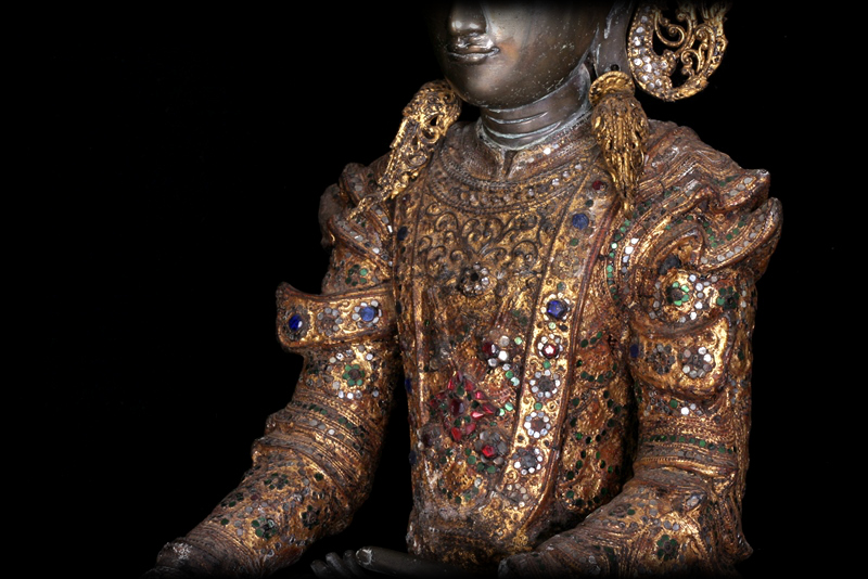 Early 19C Bronze Sitting Mandalay Buddha #DW201